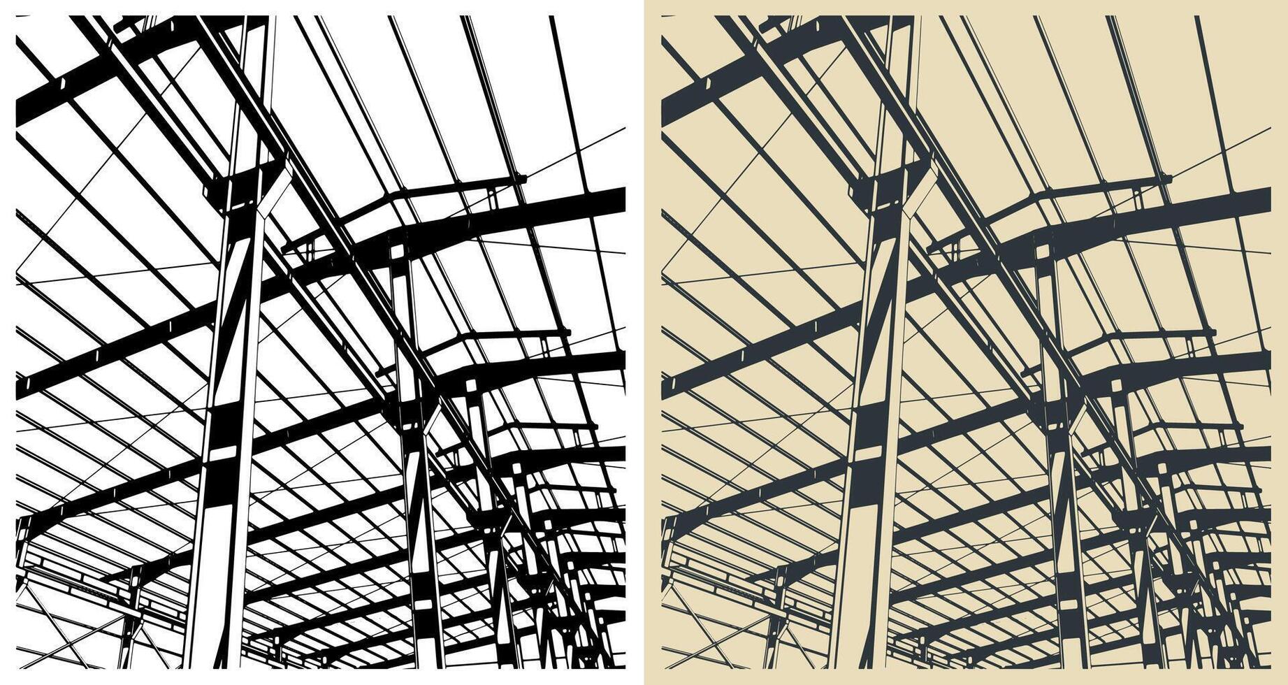 Hangar support structures illustrations vector