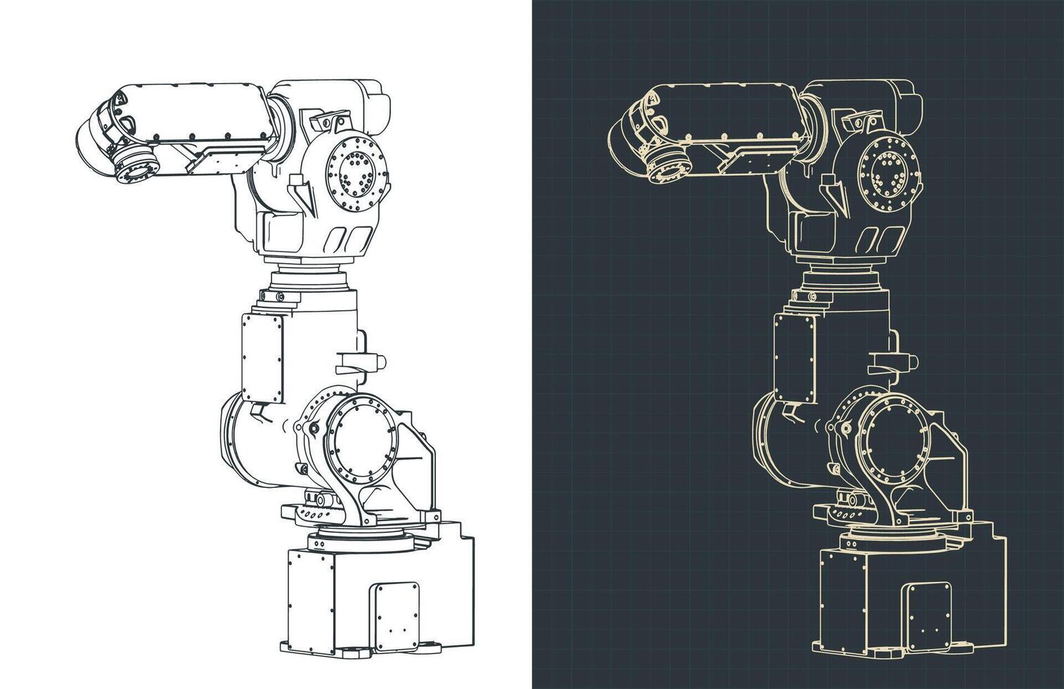Robotic arm blueprints vector