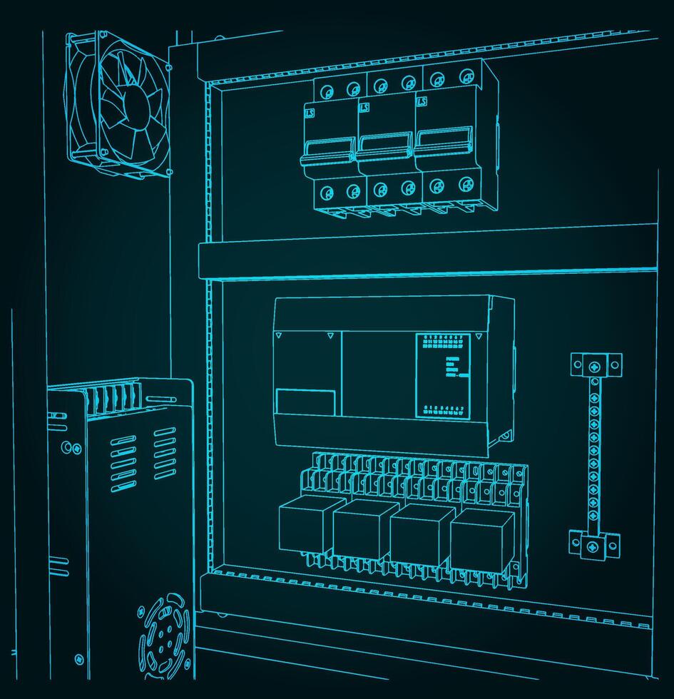 Electrical cabinet close up vector