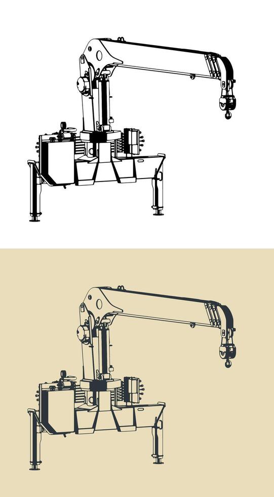 Mobile truck mounted crane vector