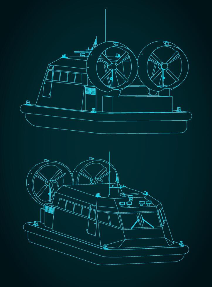 Hovercraft isometric illustration vector