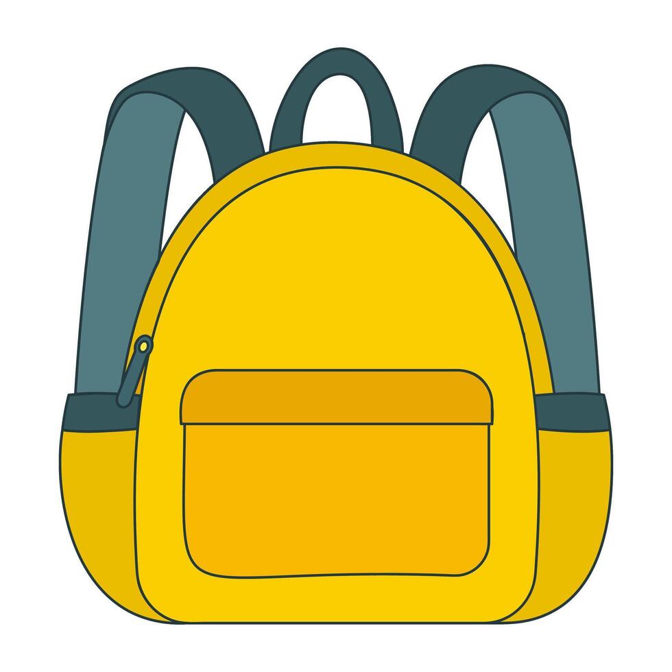 Yellow school backpack illustration isolated on transparent background vector