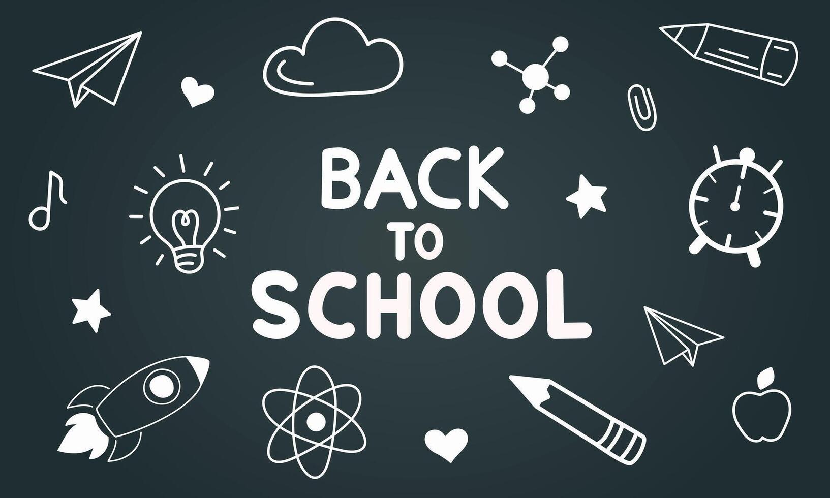 Back to school background with chalk drawings on a blackboard vector