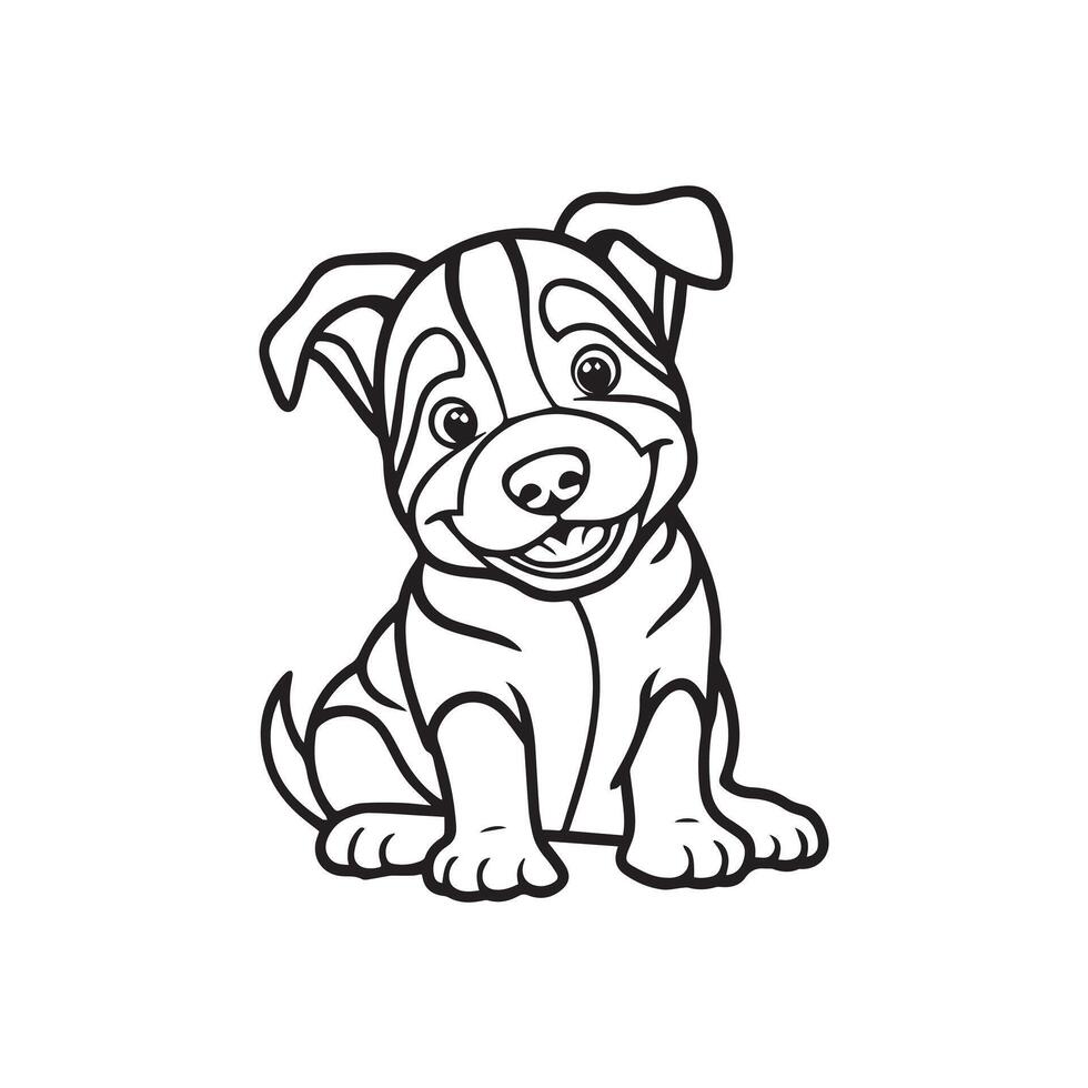Coloring Book Page with Dog, Coloring page outline of a cute dog vector