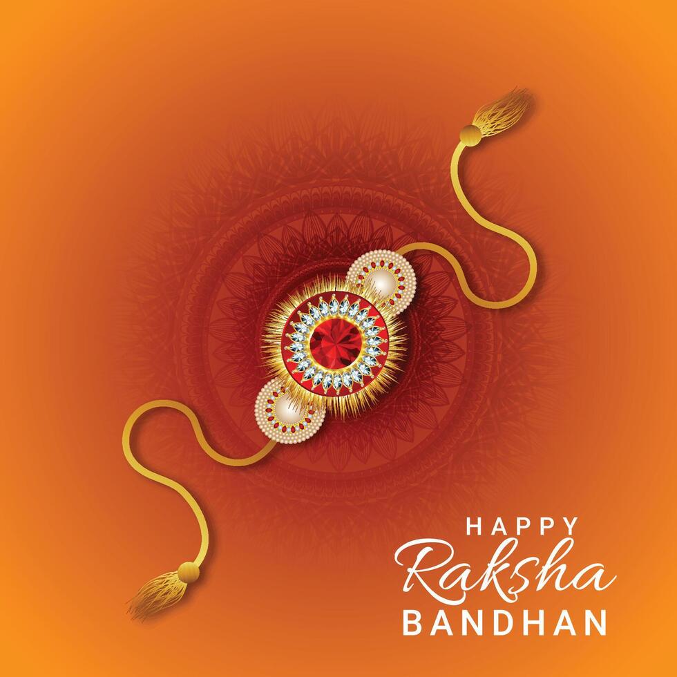 Creative crystal rakhi for happy raksha bandhan vector