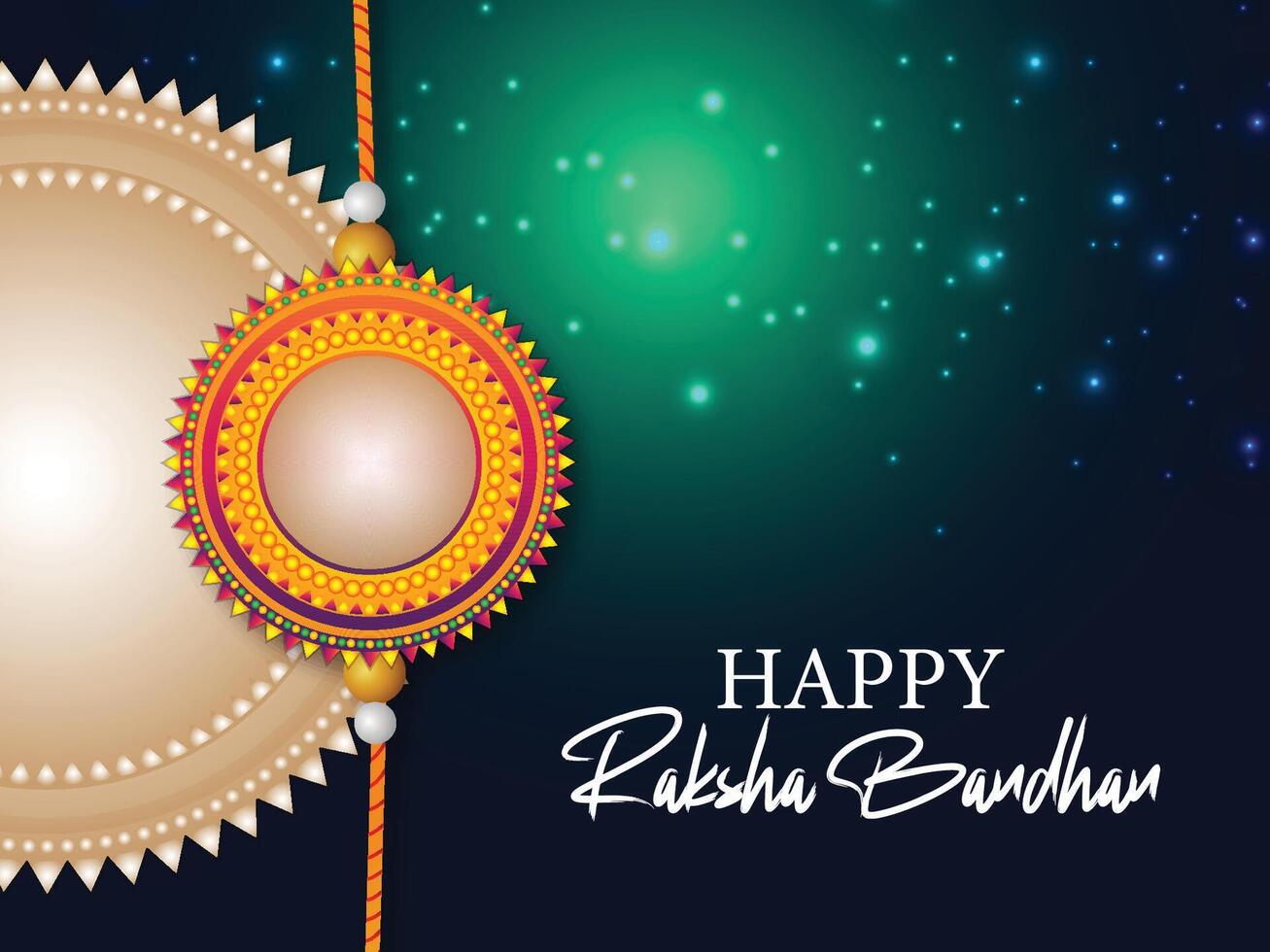 Indian festival happy raksha bandhan celebration card with realistic golden rakhi vector