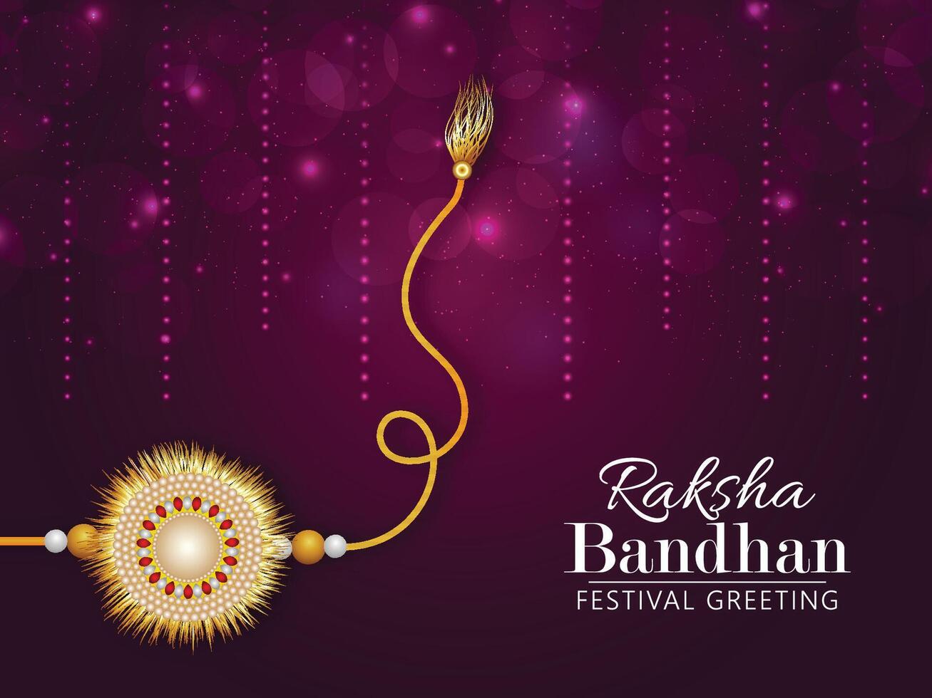 Happy rakhi celebration greeting card with crystal rakhi vector