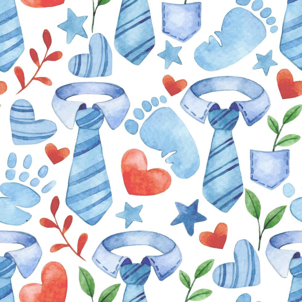 watercolor seamless pattern for father's day. cute illustrations vector