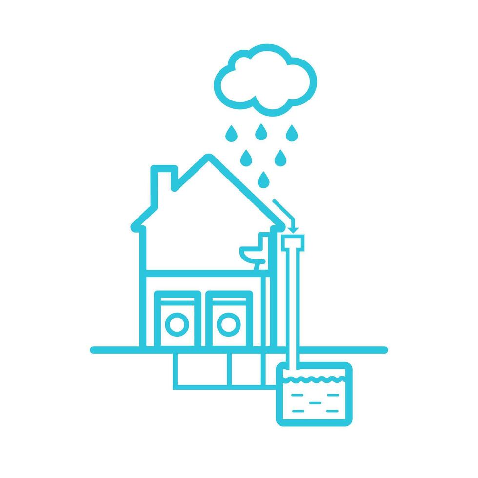 Rainwater harvesting icon. Sustainability. Isolated on white background. From blue icon set. vector