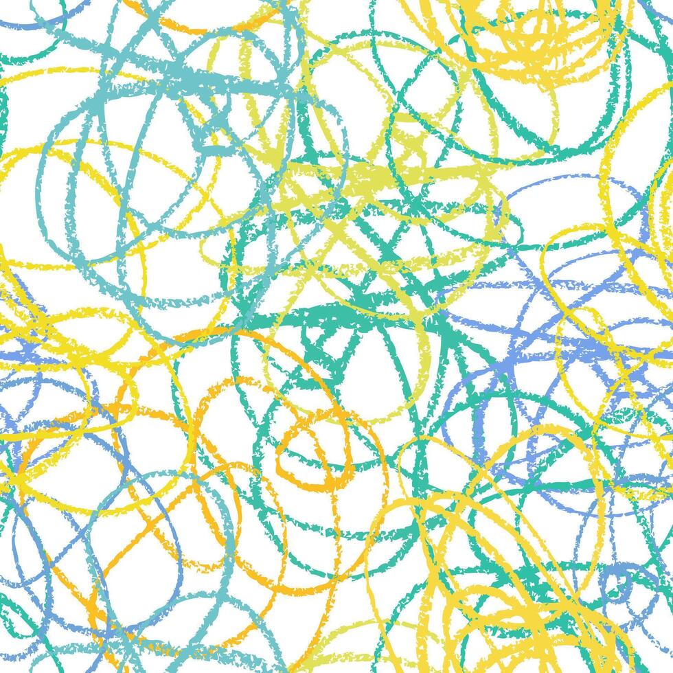 Hand drawn crayon line seamless pattern. Doodle design element. Texture vector