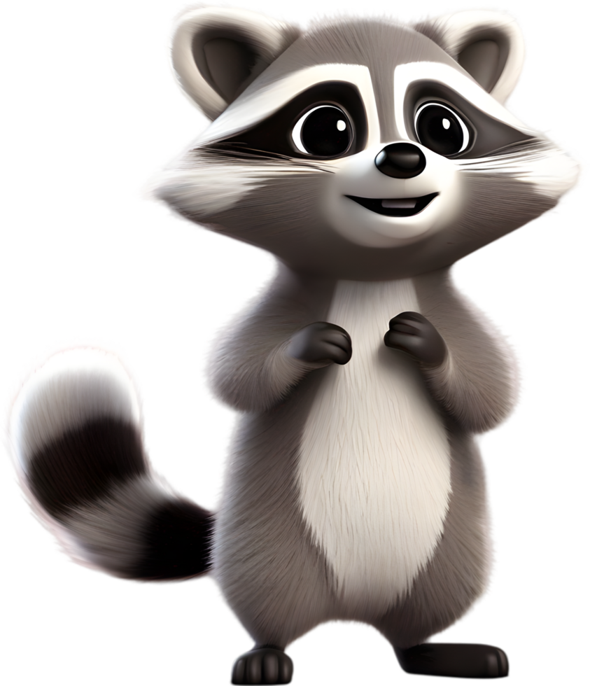 Adorable cartoon raccoon steals hearts with mischievous charm. AI-generated. png