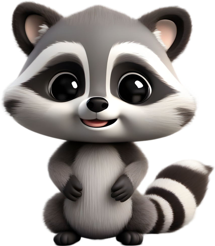Adorable cartoon raccoon steals hearts with mischievous charm. AI-generated. png