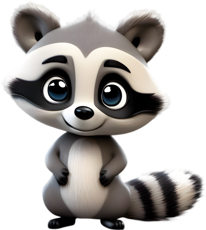 Adorable cartoon raccoon steals hearts with mischievous charm. AI-generated. png