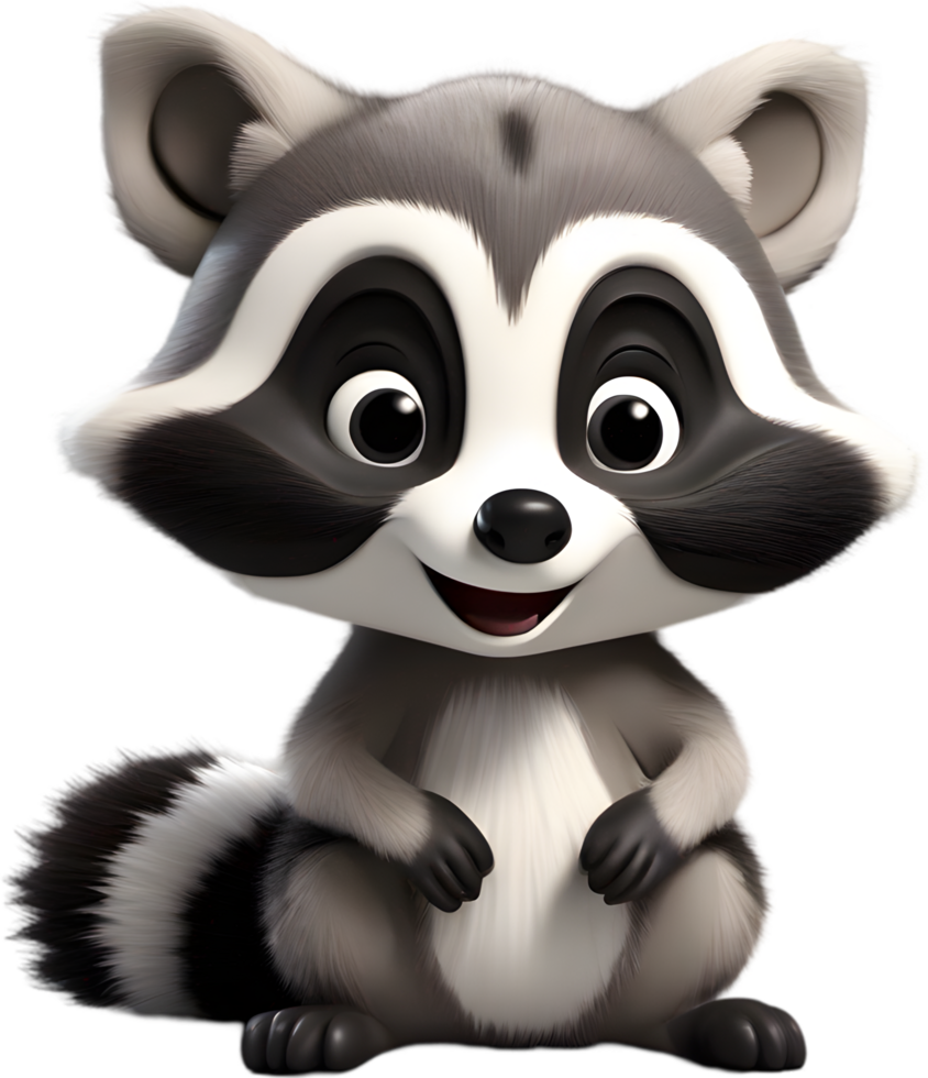 Adorable cartoon raccoon steals hearts with mischievous charm. AI-generated. png