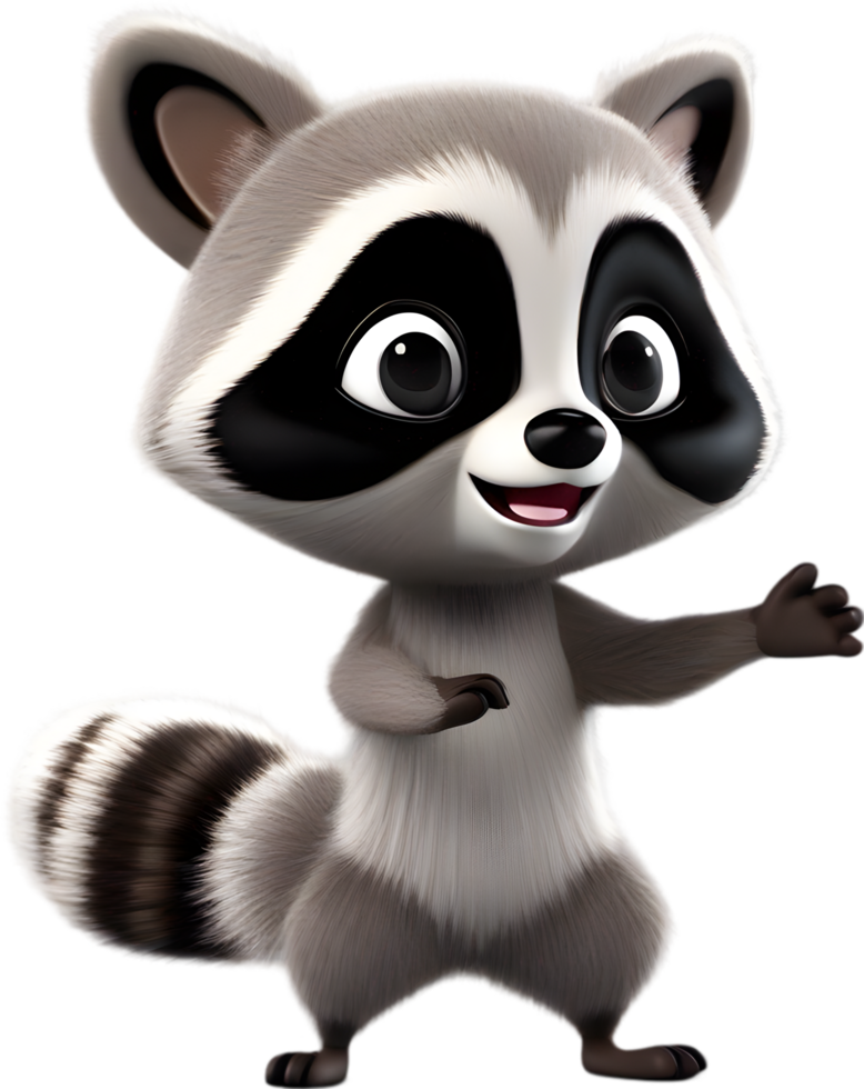 Adorable cartoon raccoon steals hearts with mischievous charm. AI-generated. png