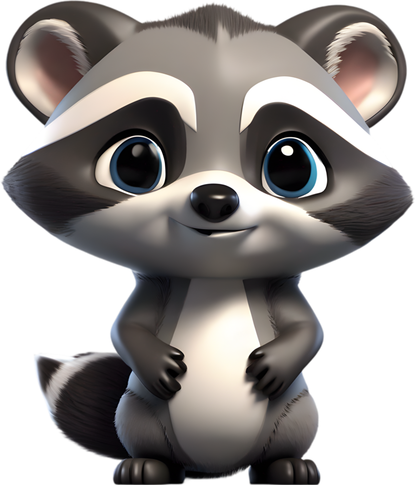 Adorable cartoon raccoon steals hearts with mischievous charm. AI-generated. png