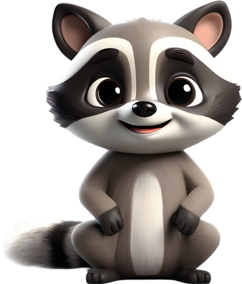 Adorable cartoon raccoon steals hearts with mischievous charm. AI-generated. png