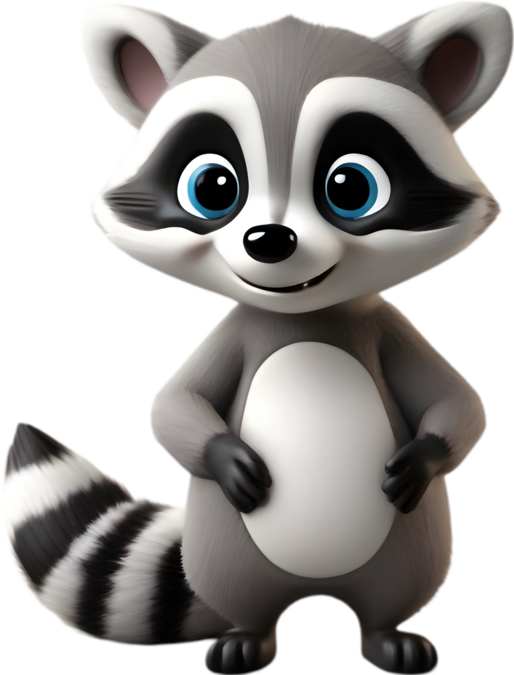 Adorable cartoon raccoon steals hearts with mischievous charm. AI-generated. png