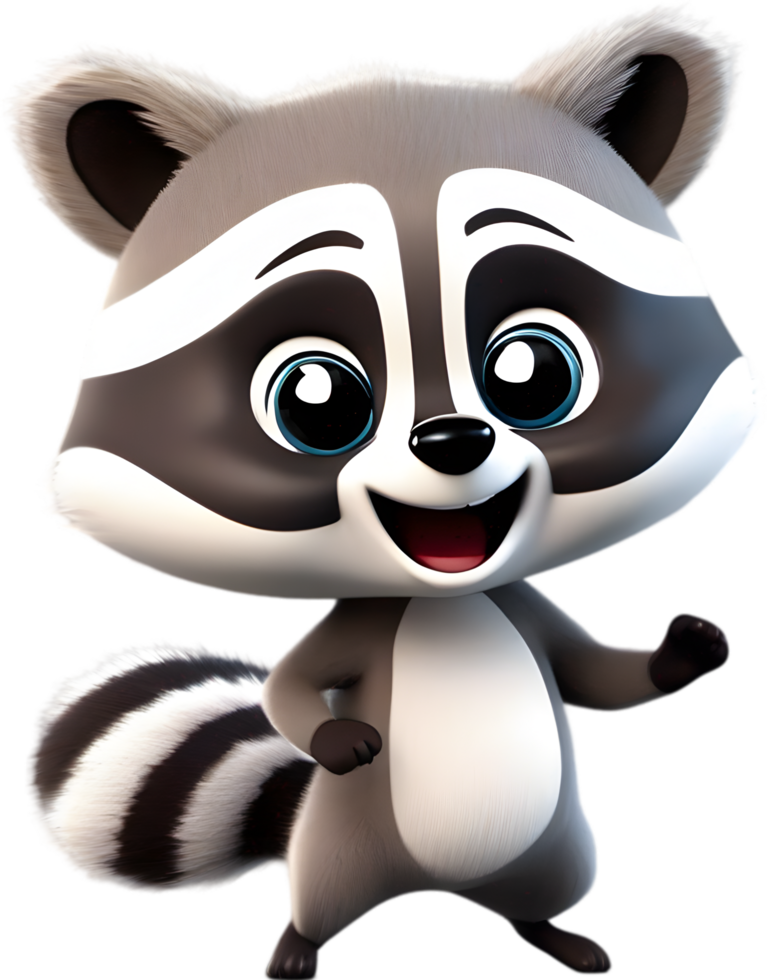 Adorable cartoon raccoon steals hearts with mischievous charm. AI-generated. png