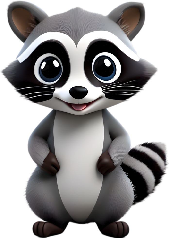 Adorable cartoon raccoon steals hearts with mischievous charm. AI-generated. png