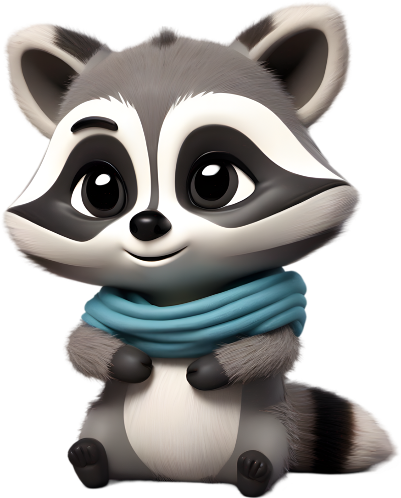 Adorable cartoon raccoon steals hearts with mischievous charm. AI-generated. png