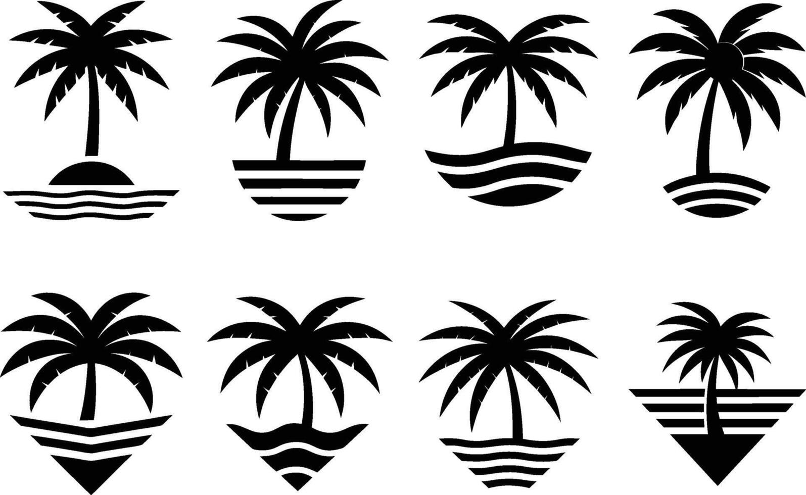 Mountains logo set black and white silhouette flat design illustration vector