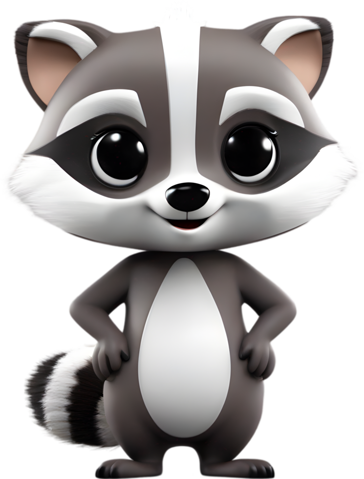 Adorable cartoon raccoon steals hearts with mischievous charm. AI-generated. png