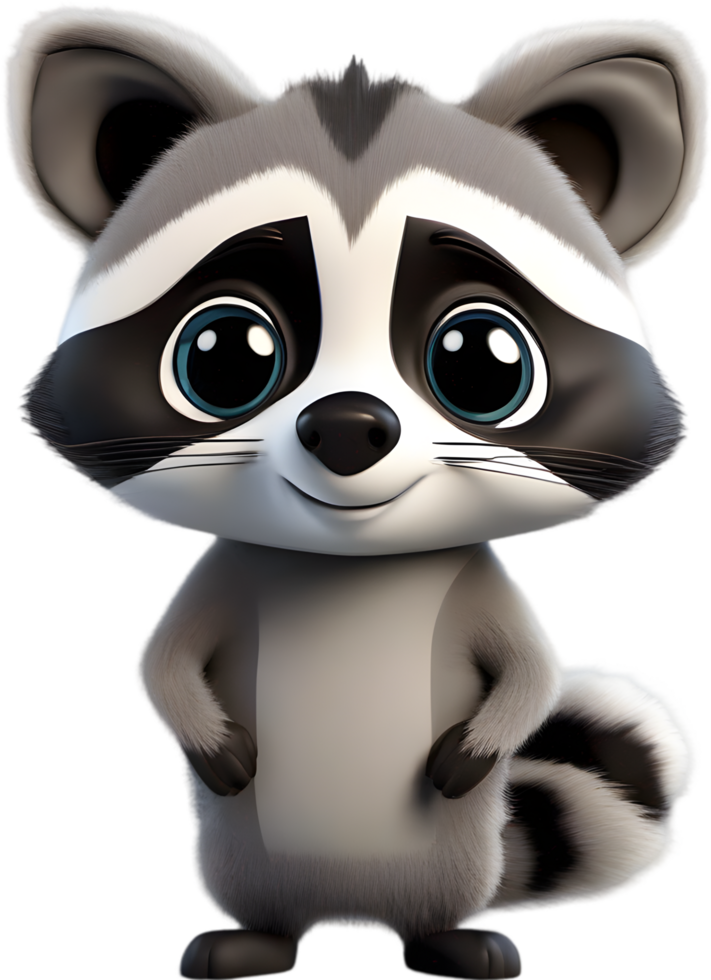 Adorable cartoon raccoon steals hearts with mischievous charm. AI-generated. png