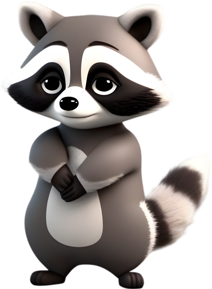 Adorable cartoon raccoon steals hearts with mischievous charm. AI-generated. png
