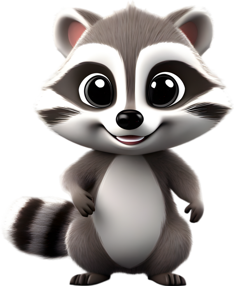 Adorable cartoon raccoon steals hearts with mischievous charm. AI-generated. png