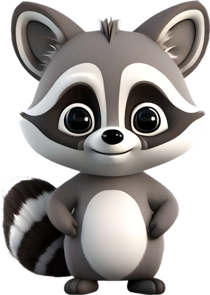 Adorable cartoon raccoon steals hearts with mischievous charm. AI-generated. png