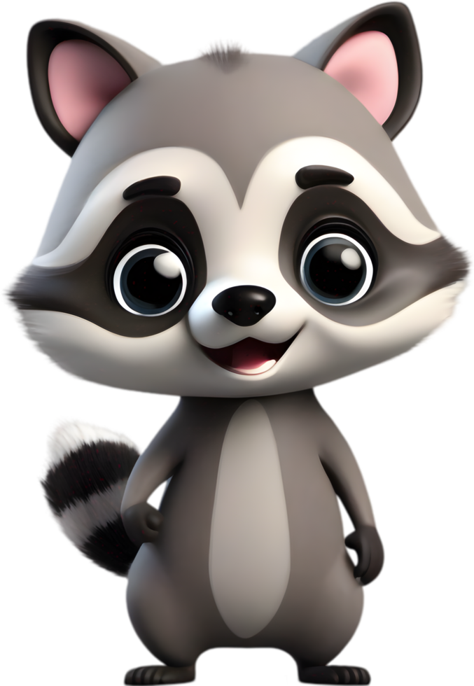 Adorable cartoon raccoon steals hearts with mischievous charm. AI-generated. png