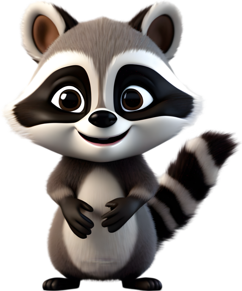 Adorable cartoon raccoon steals hearts with mischievous charm. AI-generated. png
