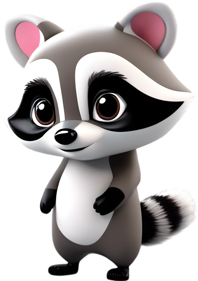 Adorable cartoon raccoon steals hearts with mischievous charm. AI-generated. png