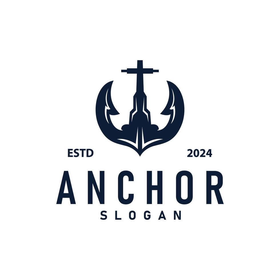 Marine ship anchor logo simple minimalist design anchor illustration simple marine symbol template vector