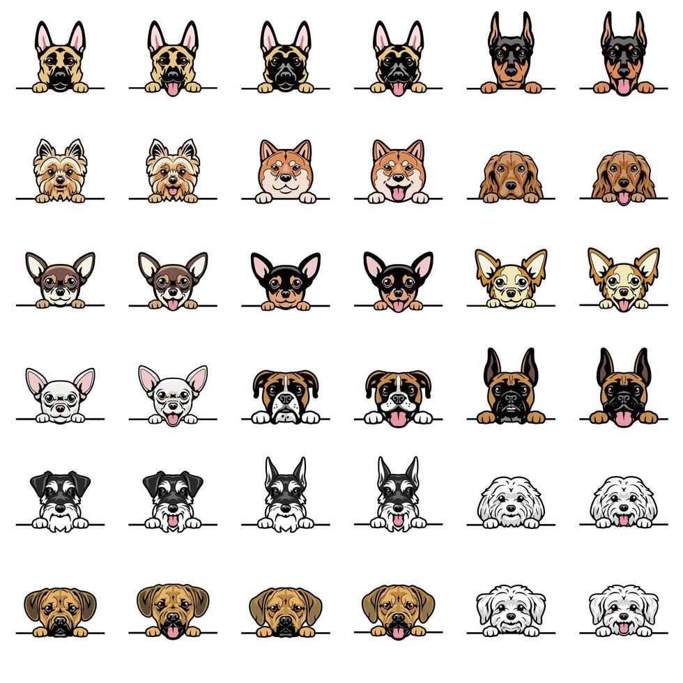 Peeking Cartoon Dog Bundle vol. 4 vector