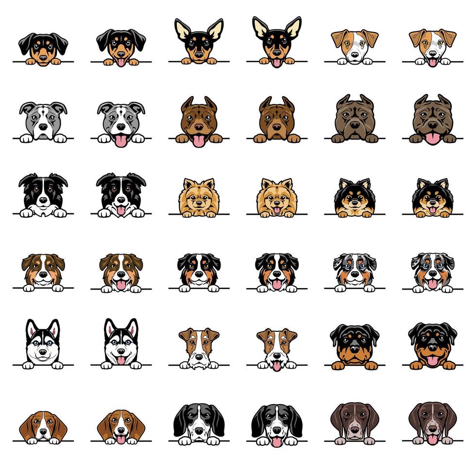 Peeking Cartoon Dog Bundle vol. 2 vector