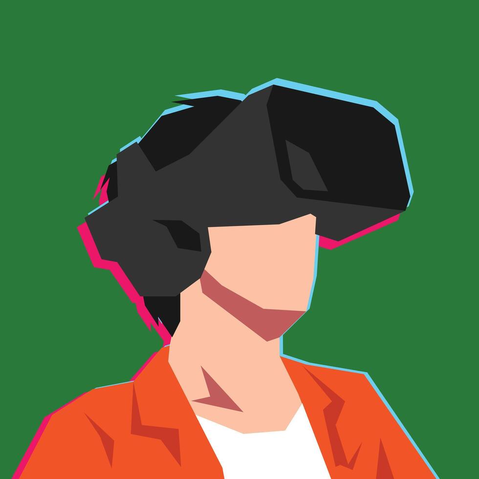 Avatar character of man using virtual reality headset. Technology, gaming, learning concept. Isolated background. Flat illustration. vector