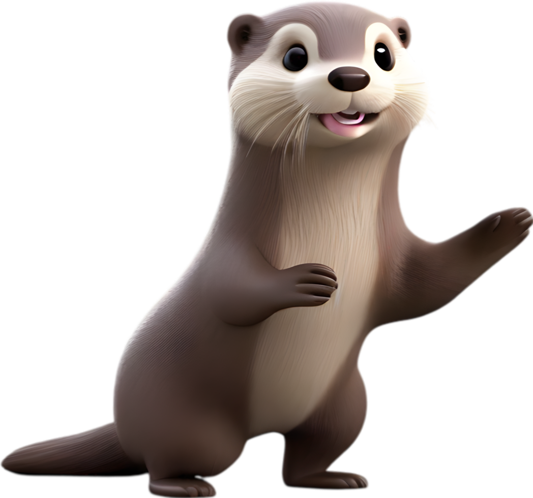 Adorable cartoon otter with playful charm. AI-generated. png