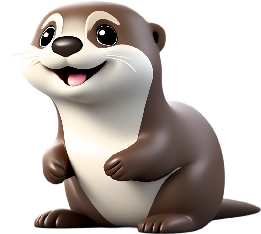 Adorable cartoon otter with playful charm. AI-generated. png