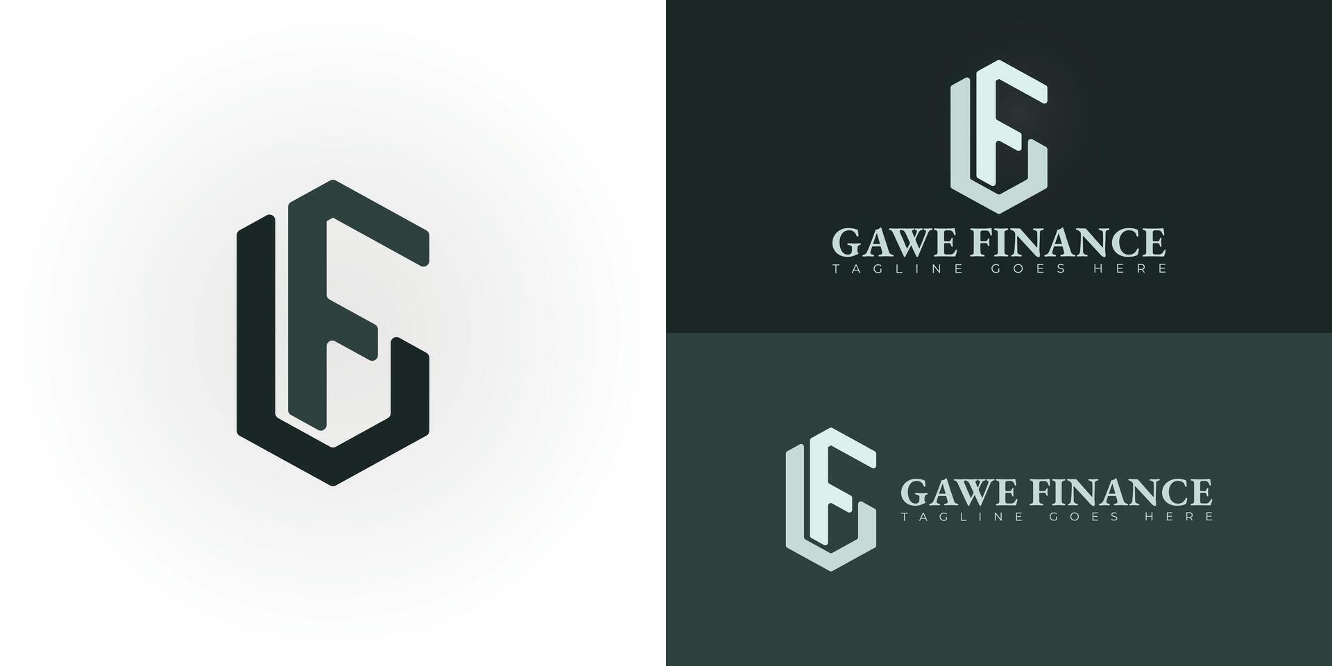 Abstract initial hexagon letters GF or FG logo in green color isolated on multiple background colors. The logo is suitable for accounting and financial company logo design illustration vector
