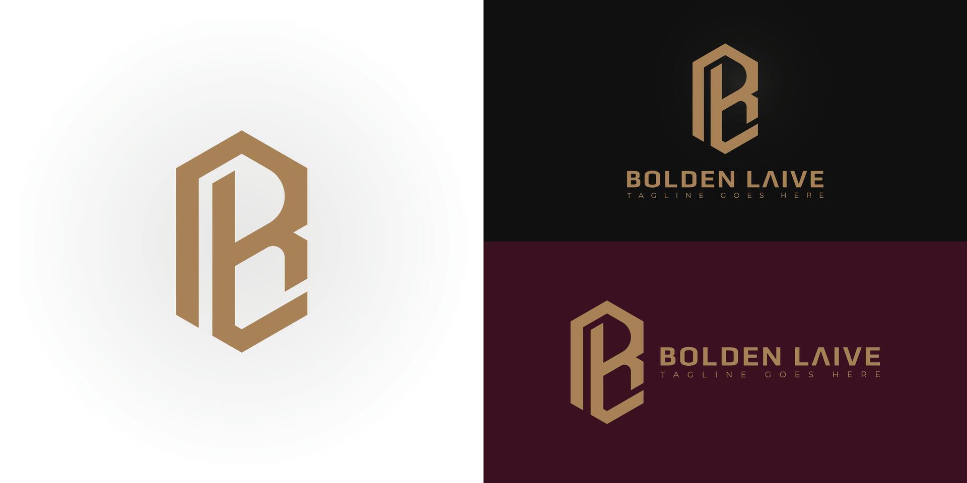 Abstract initial hexagon letters BL or LB logo in gold color isolated on multiple background colors. The logo is suitable for luxury fashion brand logo design illustration inspiration templates. vector