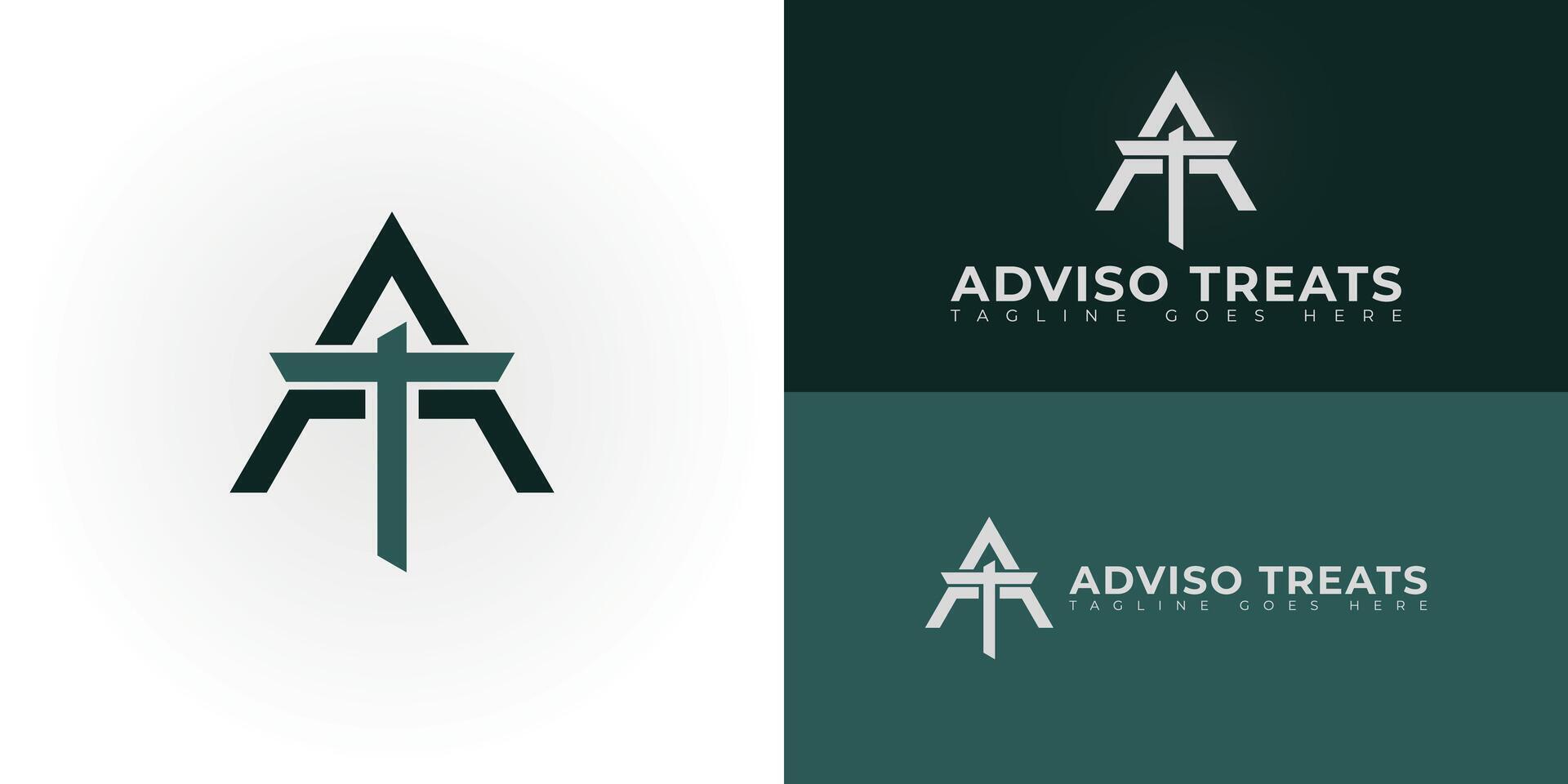 Abstract initial triangle letters AT or TA logo in green color isolated on multiple background colors. The logo is suitable for business and consulting company logo design illustration vector
