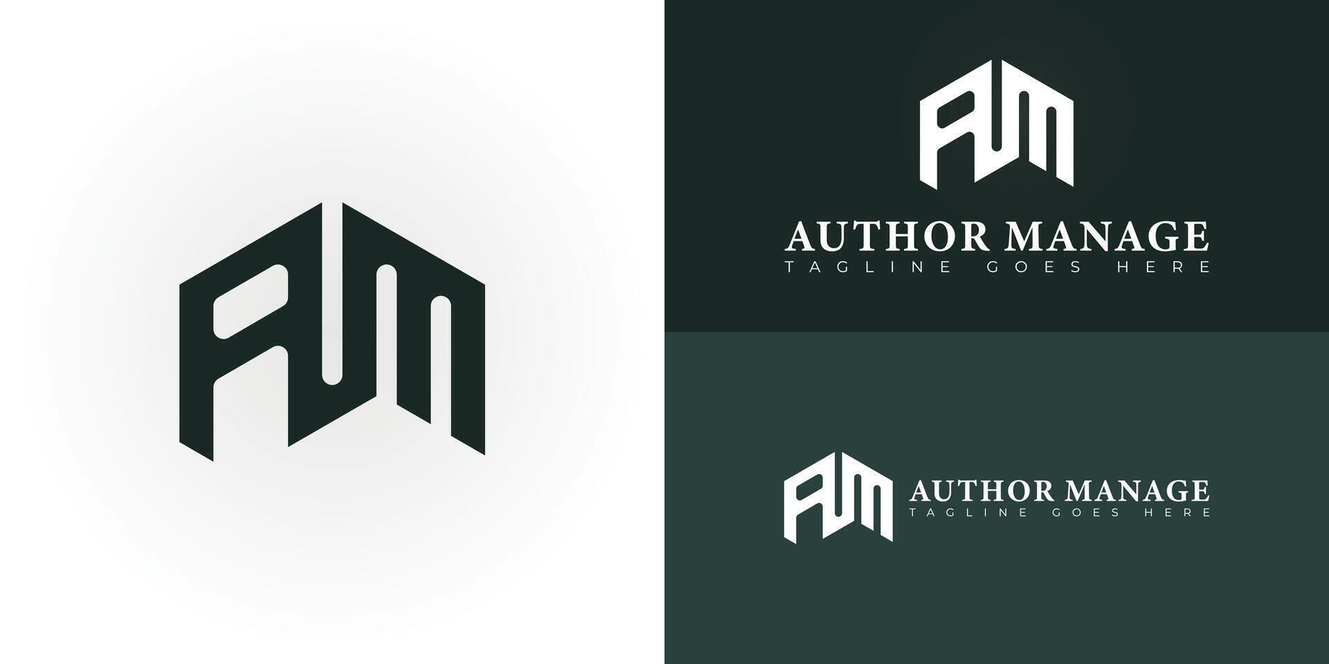 Abstract initial letters AM or MA logo in green color isolated on multiple background colors. The logo is suitable for business and consulting logo design illustration inspiration templates. vector