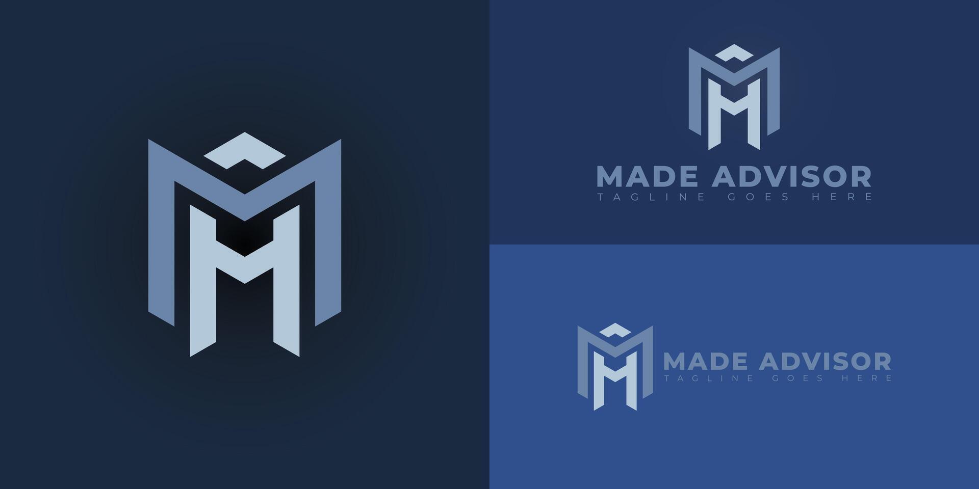 Abstract initial hexagon letters MA or AM logo in blue color isolated on multiple background colors. The logo is suitable for business and consulting home logo design illustration inspiration vector