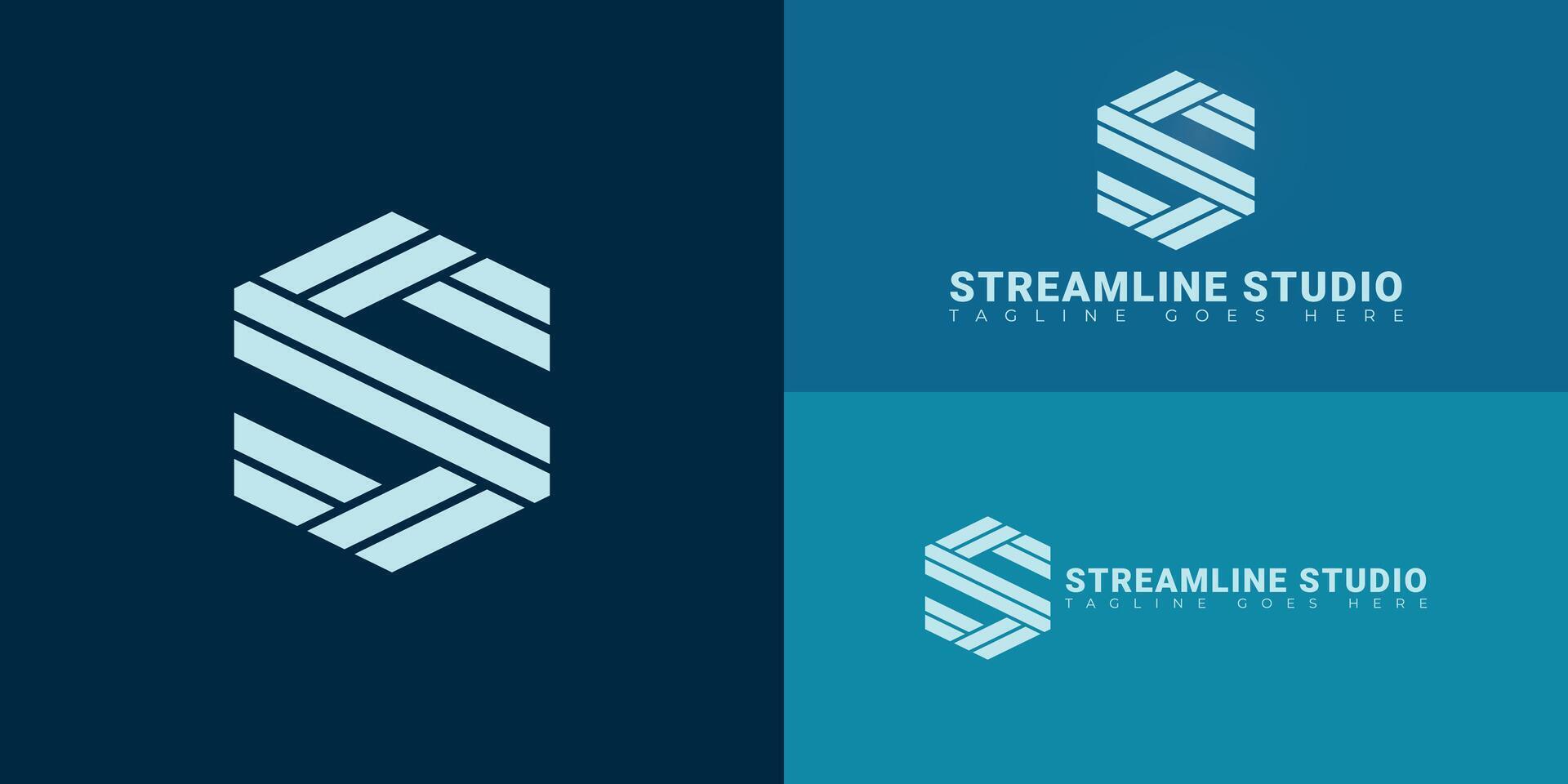 Abstract initial hexagon letters S or SS logo in blue color isolated on multiple background colors. The logo is suitable for start-up company logo design illustration inspiration templates. vector