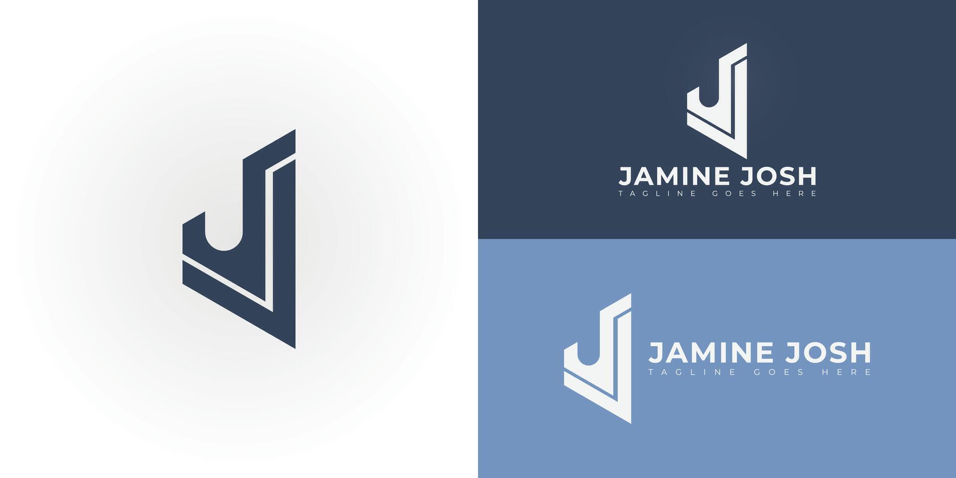 Abstract initial letters J or JJ logo in blue-grey color isolated on multiple background colors. The logo is suitable for family law firm logo design illustration inspiration templates. vector