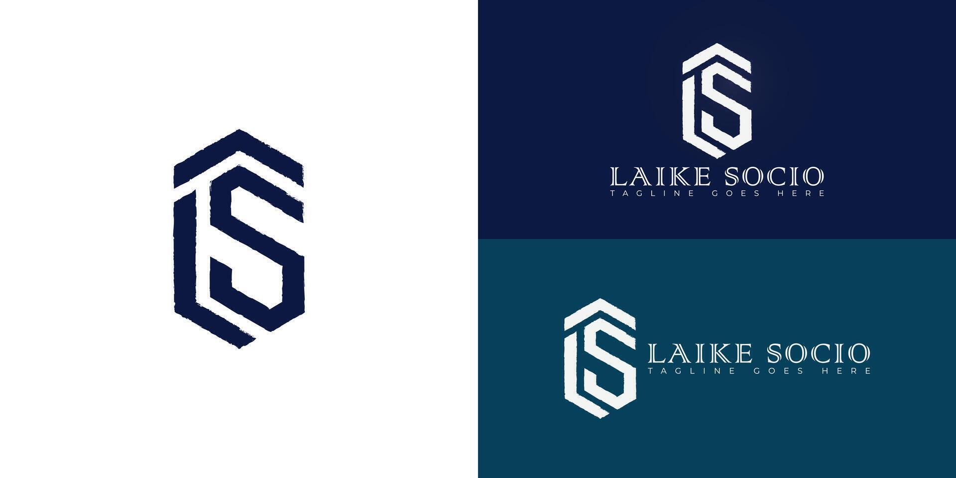 Abstract initial hexagon letters LS or SL logo in blue color isolated on multiple background colors. The logo is suitable for streetwear brand logo design illustration inspiration templates. vector