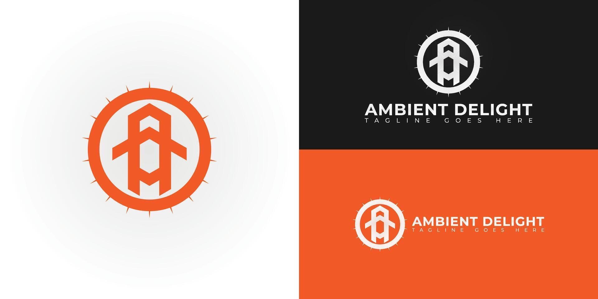 Abstract initial circle letters AD or DA logo in orange color isolated on multiple background colors. The logo is suitable for outdoor lighting company logo design illustration inspiration templates. vector