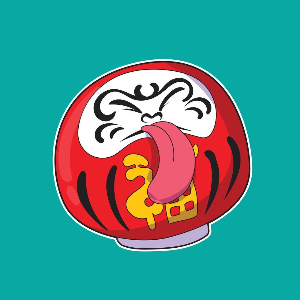 The red daruma jumped while sticking out its tongue. suitable for stickers and much more vector